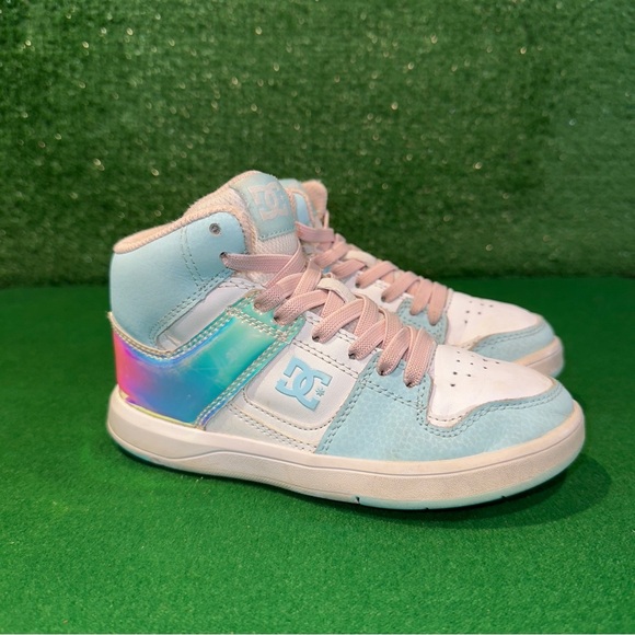 DC Shoes Pastel Blue Pink Iridescent Sneakers Preschool Little Girls Size 13C - Picture 1 of 6